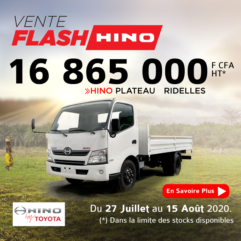 HINO 300 + plateau ridelles à 16.865.000 FCFA HT | OFFRE FLASH