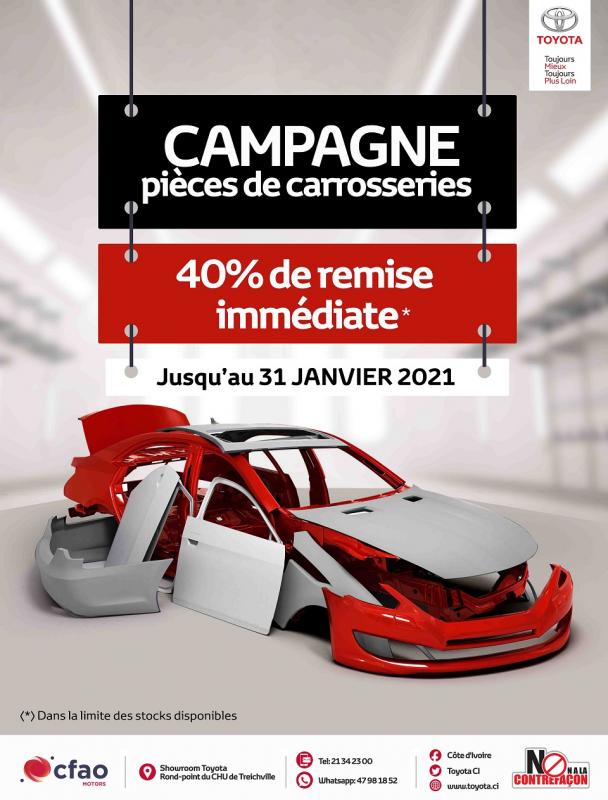 40% de remise immédiate sur les pièces de carrosseries