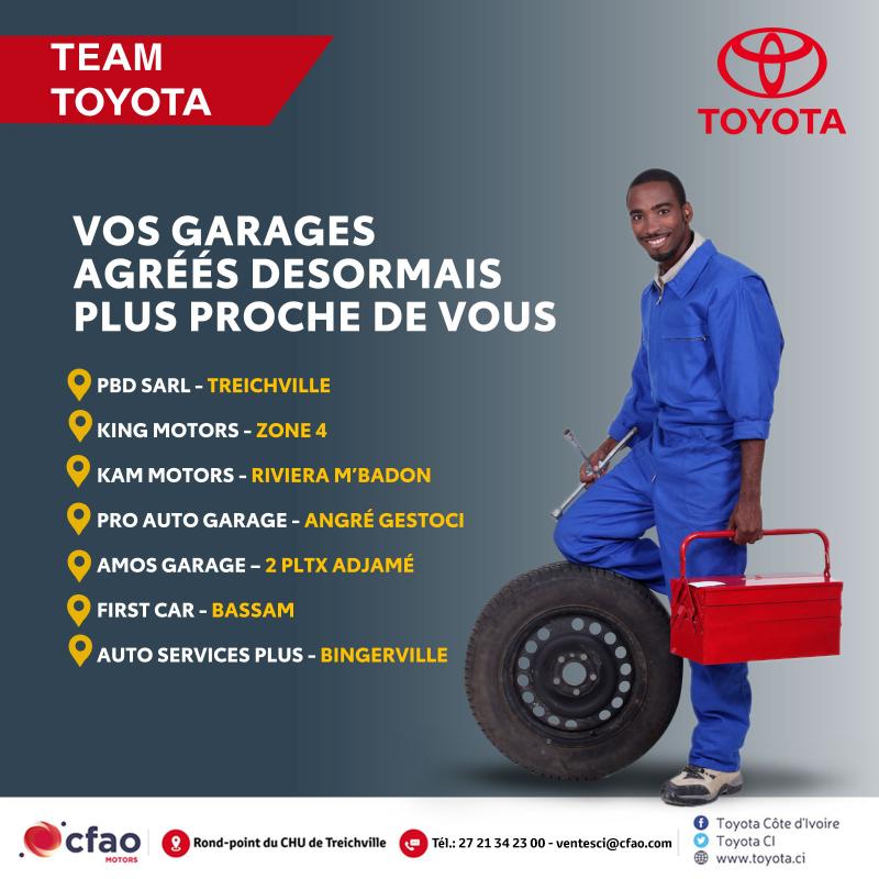 Team Toyota: Retrouvez tous nos garages certifiés Toyota en Côte d'Ivoire